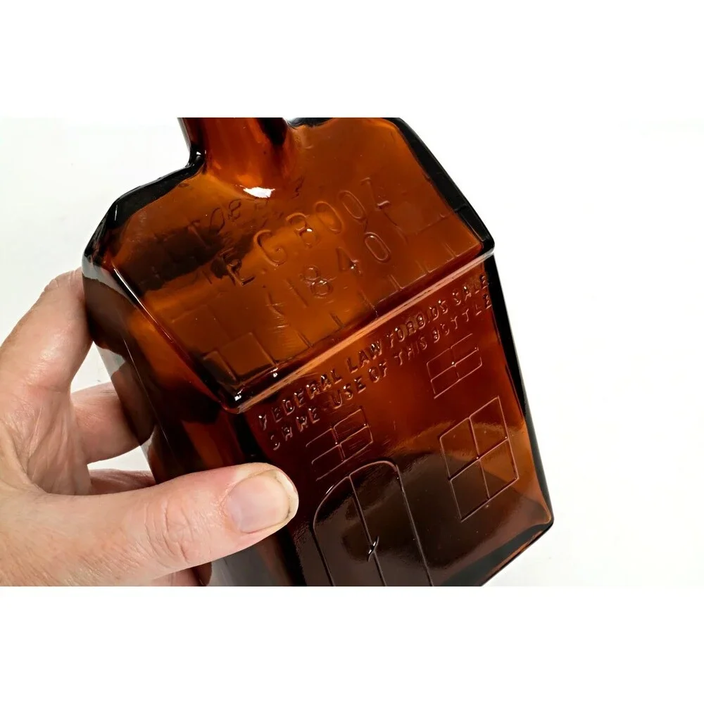 Vintage EG BOOZ 1840 Whiskey Brown Bottle 8